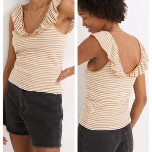 Striped Ruffle Sleeve Top